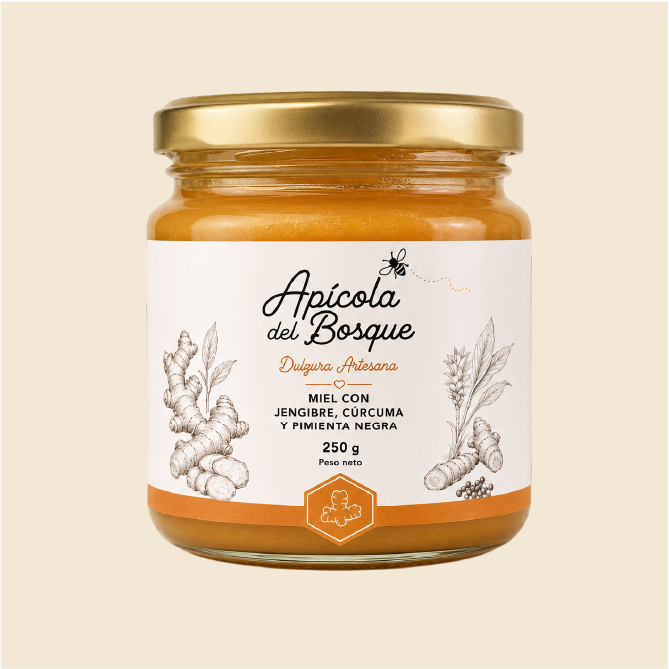 Miel con jengibre, cúrcuma y pimienta negra